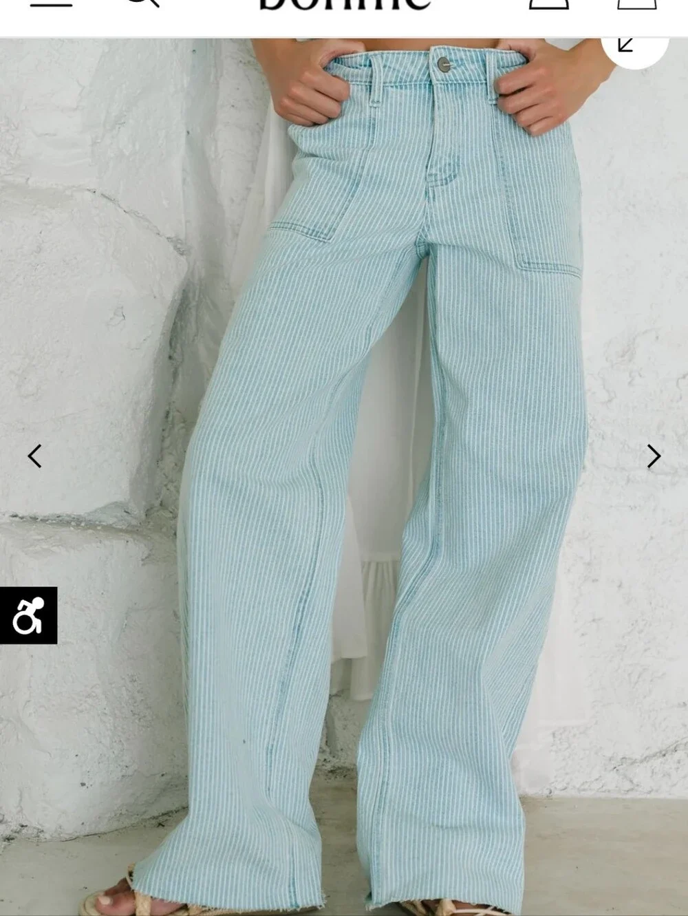 Bohme Sydney Striped Wide Leg Jeans Sz 25